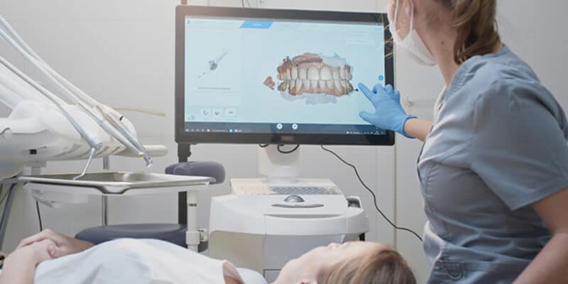 Woman getting a routine dental check-up in Independence, KY.